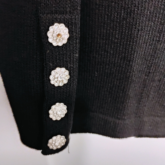 st john evening Elegant Black Collared Jacket With Rhinestone Buttons - Picture 7 of 7